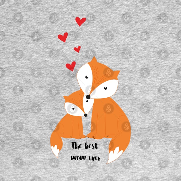 the best mom ever - cute foxes by grafart